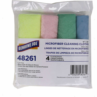 Genuine Joe Color-coded Microfiber Cleaning Cloths, Assorted, 36 / Carton, GJO48261CT