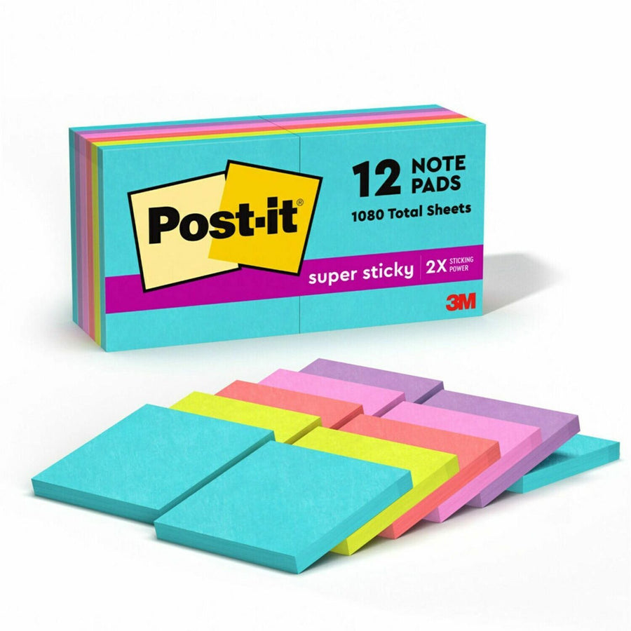 Post-it® Super Sticky Notes - Supernova Neons Color Collection, Iris Infusion, Paper, Recyclable, 1 / Pack, MMM65412SSMIA