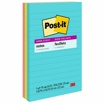 Post-it® Super Sticky Notes - Supernova Neons Color Collection, Guava, Paper, Recyclable, 3 / Pack, MMM6603SSMIA