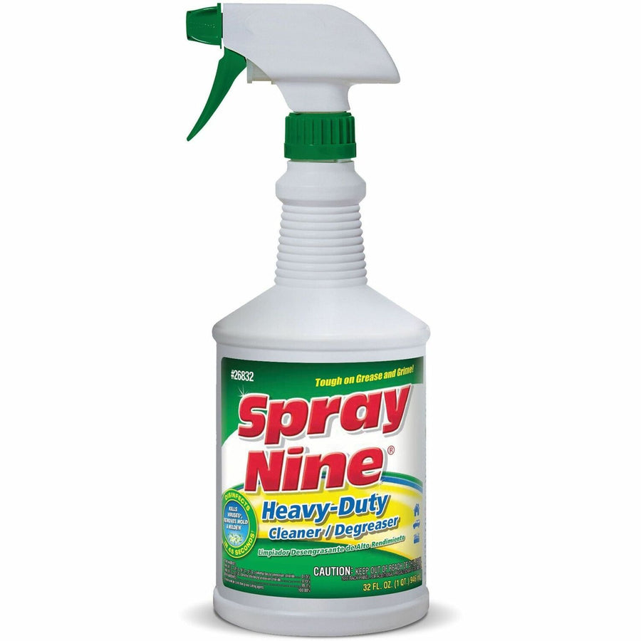 Spray Nine Heavy-Duty Cleaner/Degreaser w/Disinfectant, 3.88" x 10.88", Clear, Antibacterial, 12 / Carton, PTX26832CT