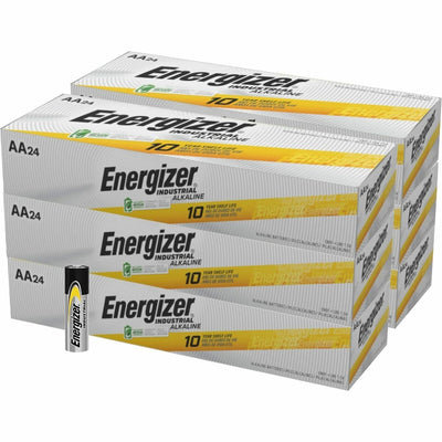 Energizer Industrial Alkaline AA Battery Boxes of 24, 6 / Carton, EVEEN91CT