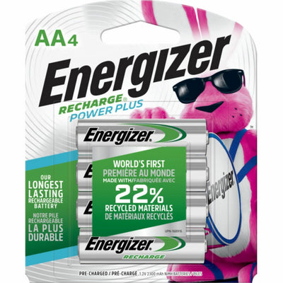 Energizer Recharge Power Plus Rechargeable AA Battery 4-Packs, 4 / Carton, EVENH15BP4CT