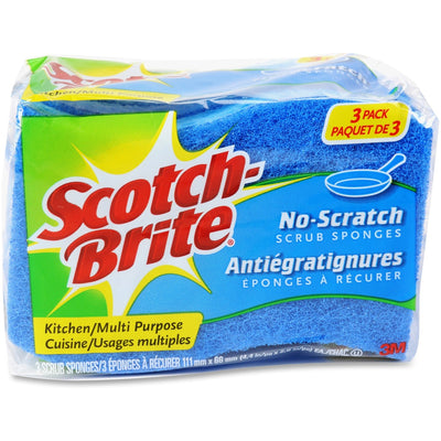 3M Scotch-Brite No Scratch Scrub Sponges, Blue, 8 / Carton, MMMMP3CT