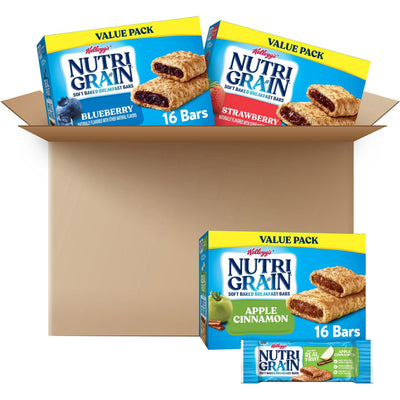 Kellanova Nutri-Grain Soft Baked Breakfast Bar Assortment, 3 / Carton, KEB05872