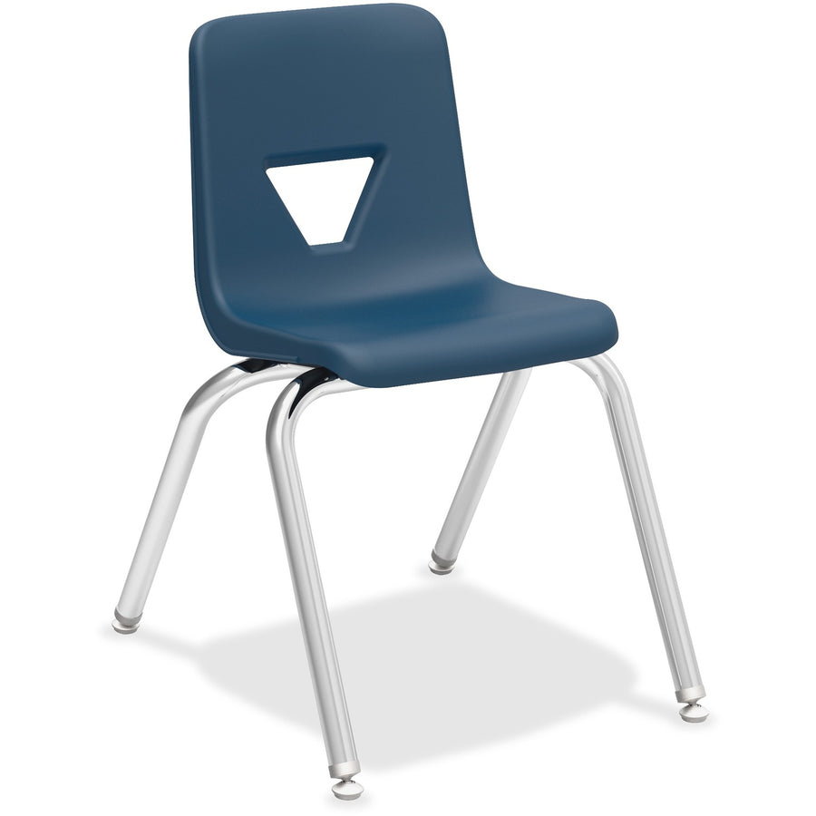 Lorell 16" Seat-height Student Stack Chairs, 16" x 27", Navy, Polypropylene, Stackable, 4 / Carton, LLR99887