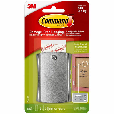 3M Command Sticky Nail Wire-Backed Hanger, Silver, 1 Pack, MMM17048ES