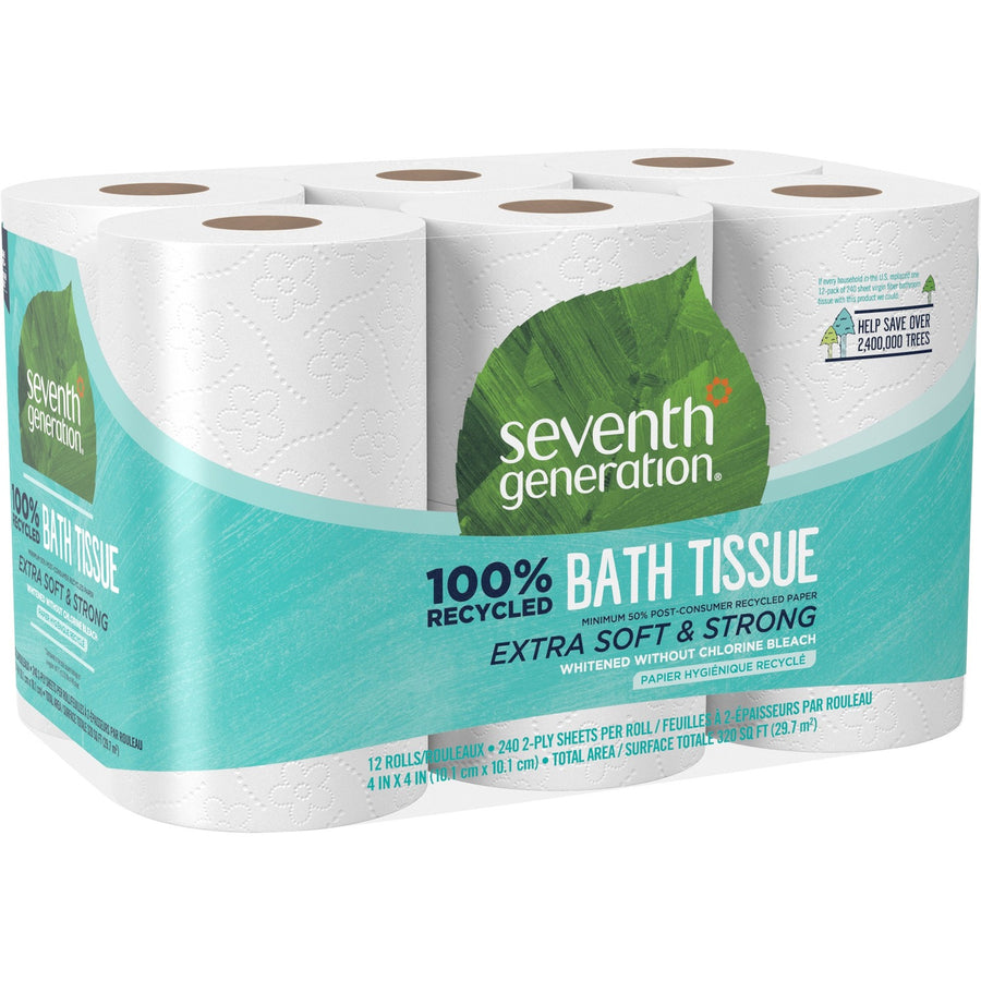 Seventh Generation 100% Recycled Bathroom Tissue, White, Paper, 4 / Carton, SEV13733CT