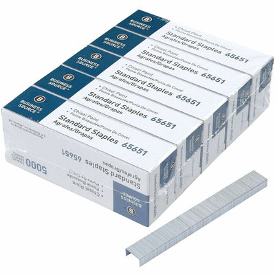 Business Source Chisel Point Standard Staples, Silver, 5 / Pack — view 1