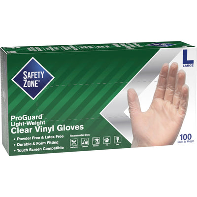 The Safety Zone Safety Zone Powder Free Clear Vinyl Gloves, 100 / Box, SZNGVP9LGHH