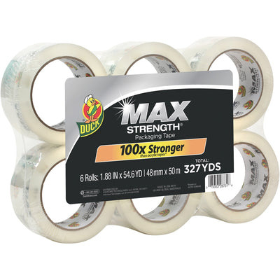 Shurtech Duck Brand Brand Max Strength Packaging Tape, Clear, 6 / Pack, DUC241513
