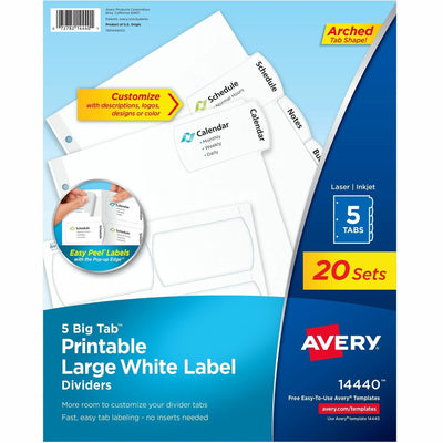 Avery Big Tab Tab Divider, White, 20 Set — view 1