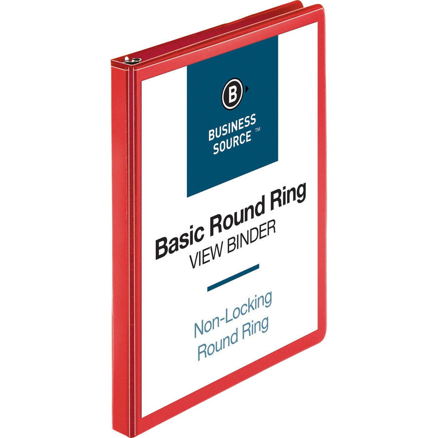 Business Source Round Ring Binder, Red, 12EA/CT — view 1