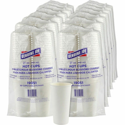 Genuine Joe 20 oz Disposable Hot Cups, White, 20 / Carton, GJO19051CT
