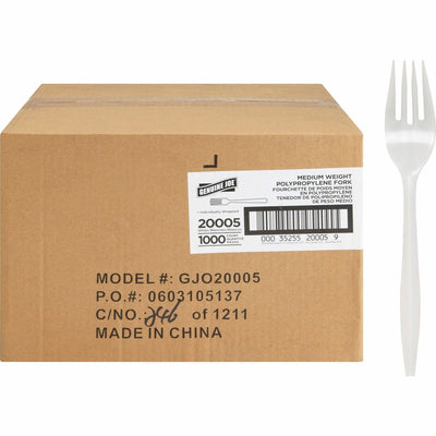 Genuine Joe Individually Wrapped Fork, White, 1 Carton, GJO20005