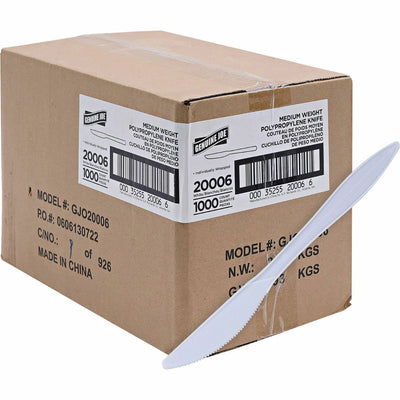 Genuine Joe Individually Wrapped Knife, White, 1 Carton, GJO20006