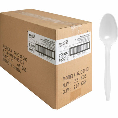 Genuine Joe Individually Wrapped Spoon, White, 1 Carton, GJO20007