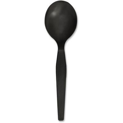 Genuine Joe Heavyweight Disposable Soup Spoons, Black, 1000 / Carton, GJO30406