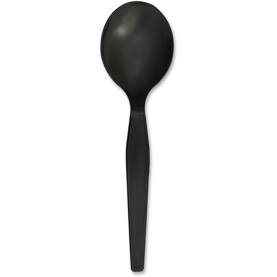 Genuine Joe Heavyweight Disposable Soup Spoons, Black, 1, 1000 / Carton, GJO30406