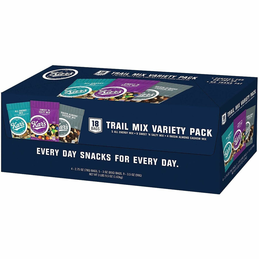 Kar's Nut and Fruit Variety Pack, Fat-free, 18 / Box, KARSN08826