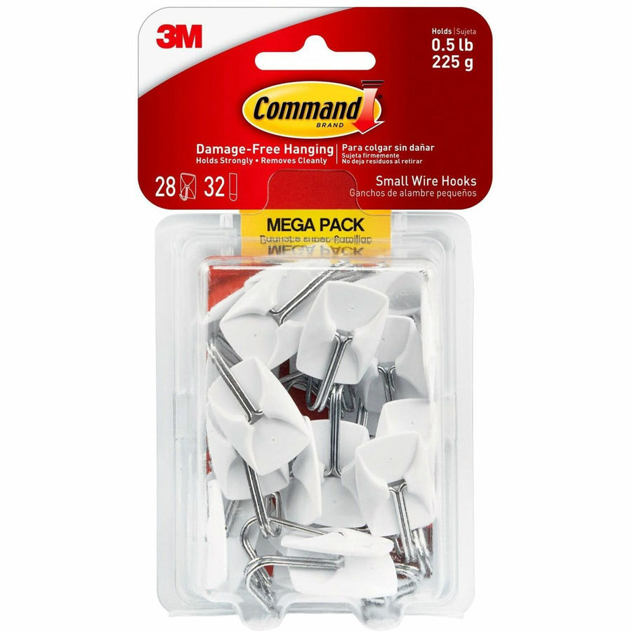 Command Small Wire Hooks Mega Pack, White, 28 / Pack, MMM17067MPES