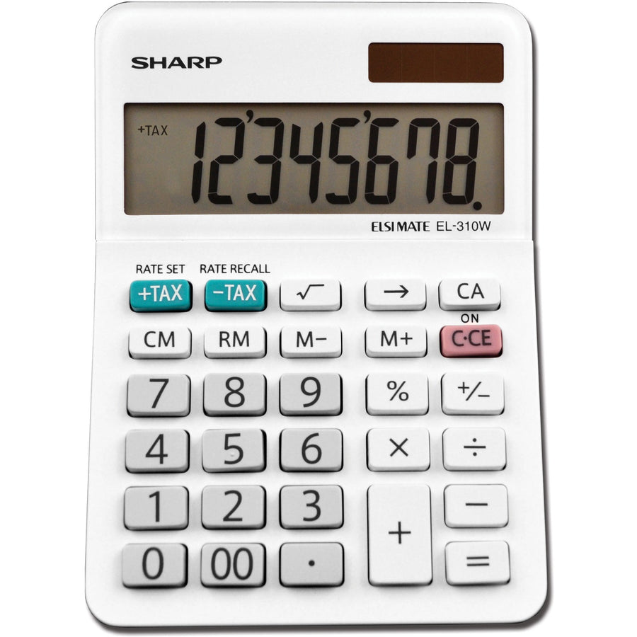 Sharp Calculators EL-310WB 8-Digit Professional Mini-Desktop Calculator, 3.4" x 1", White, SHREL-310WB