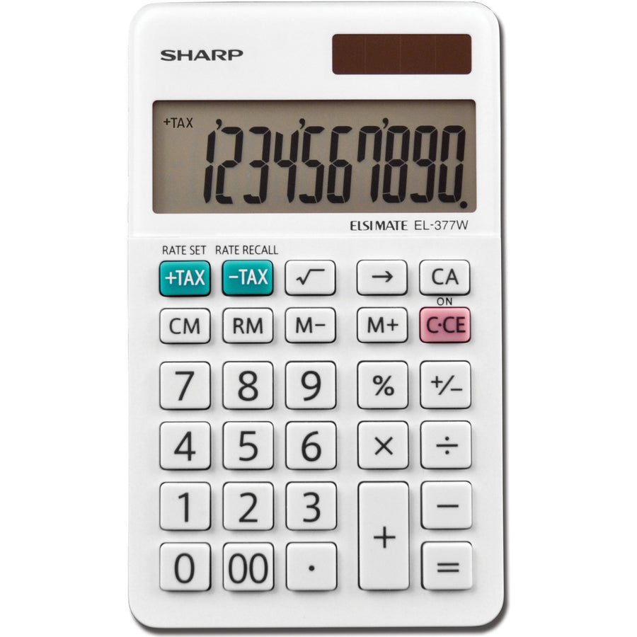 Sharp Calculators EL-377WB 10-Digit Professional Handheld Calculator, 2.8" x 0.3", White, SHREL-377WB