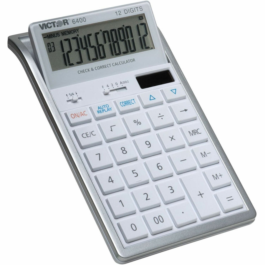 Victor 12-Digit Check and Correct Desk Calculator, 4.3" x 2", White, VCT6400