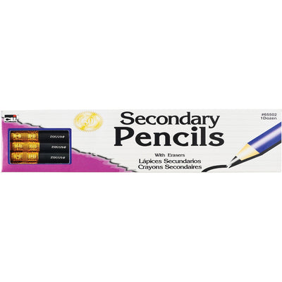 Charles Leonard Secondary Pencils with Eraser, 12 / Box, LEO65502