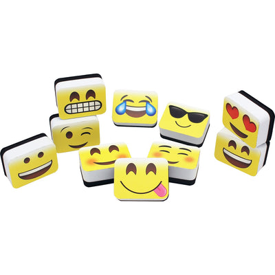 Ashley Productions Emoting Mini Whiteboard Erasers, Multicolor, 10 / Pack, ASH78005