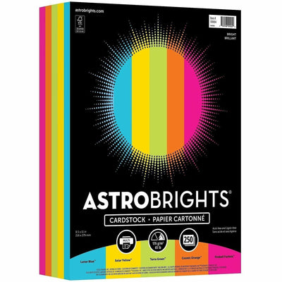 Astrobrights Color Card Stock - 5 Assorted Colours, 8.5" x 11", Fireball Fuchsia, Lignin-free, 1 / Pack, NEE99904