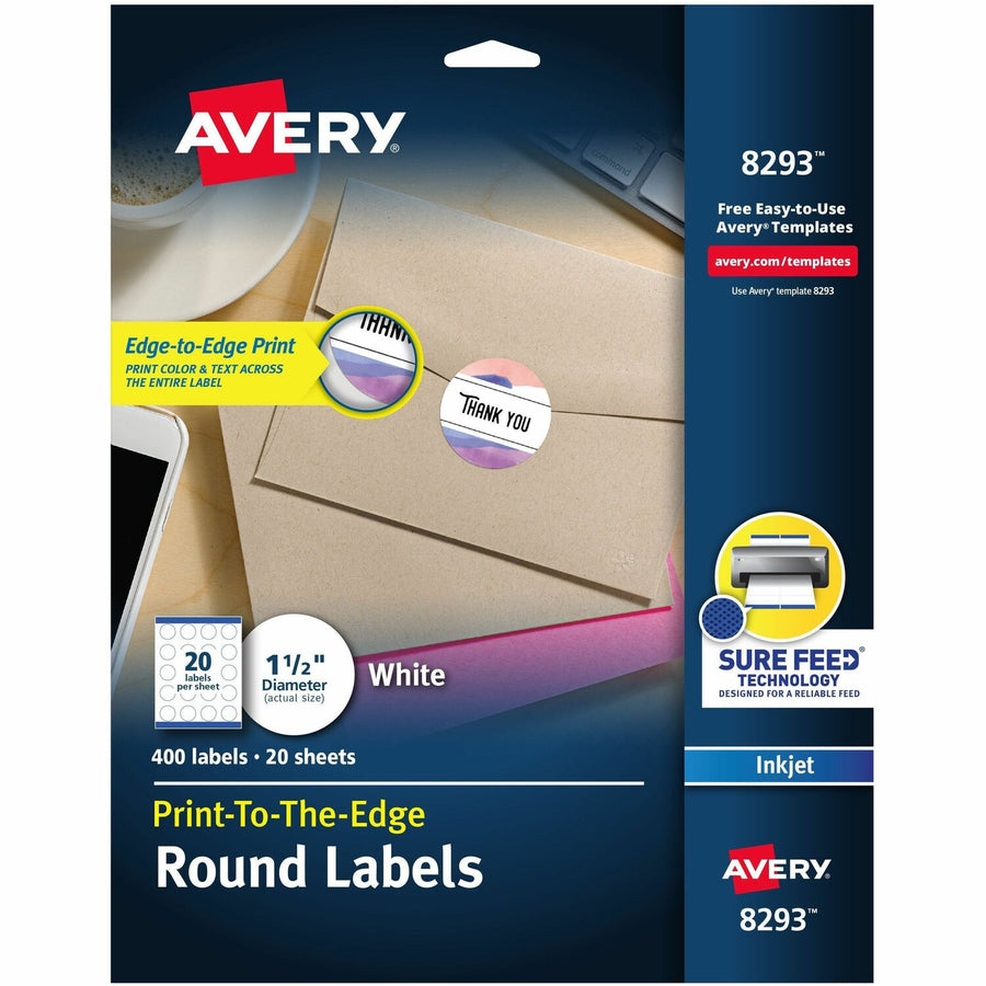 Avery High Visibility Round Labels, White, 1 Pack — view 1