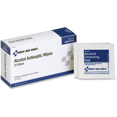 First Aid Only Alcohol Prep Pads, White, 50 / Box, FAO51019