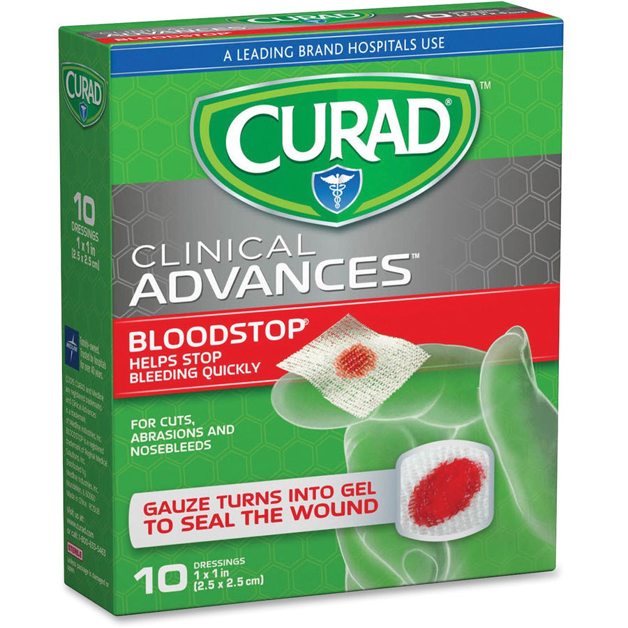 Curad Blood Stop Gauze Packets, White, Sterile, 10 / Box, MIICUR0055RB