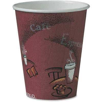 Dart Container Solo 8 oz Bistro Design Disposable Paper Cups, Maroon, 20 / Carton, SCC378SI0041CT