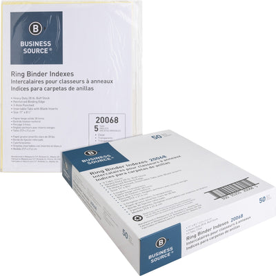 Business Source Buff Stock Ring Binder Indexes, 50 / Box, BSN20068BX