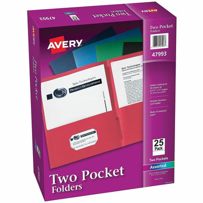Avery Letter Pocket Folder, Assorted, 8 1/2" Width x 11" Length, 5 / Carton, AVE47993CT