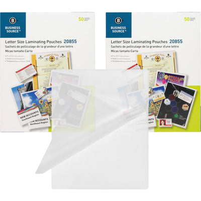 Business Source Letter Size Laminating Pouches, Clear, 2 / Bundle, BSN20855BD