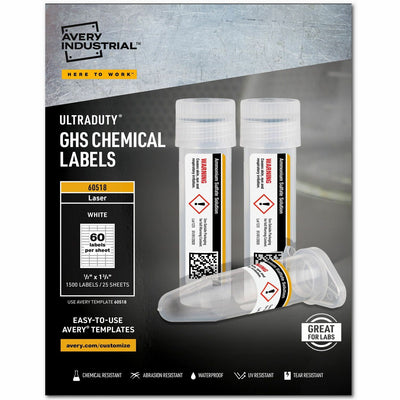 Avery UltraDuty Chemical Label, White, 1 Pack, AVE60518