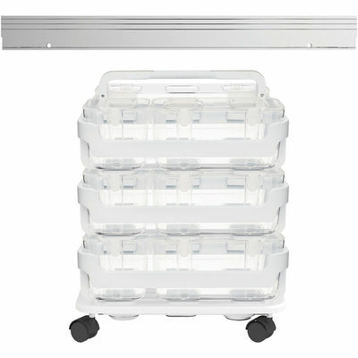 Deflecto Stackable Caddy Organizer Multi-Pack Bundle, White, 1 Set, DEF329003BB