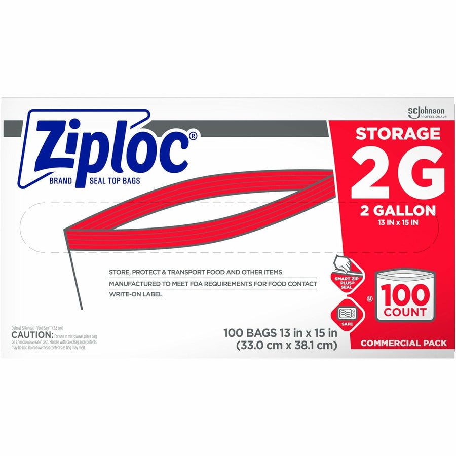 Ziploc® 2-Gallon Storage Bags, Extra Large, Clear, Dispenser Package, 100 / Carton, SJN682253