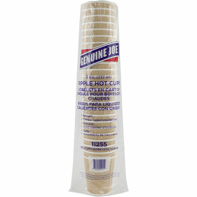 Genuine Joe 8 oz Rippled Hot Cups, Brown, 5 / Bundle, GJO11255BD