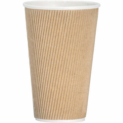 Genuine Joe 16 oz Rippled Hot Cups, Brown, 5 / Bundle, GJO11257BD