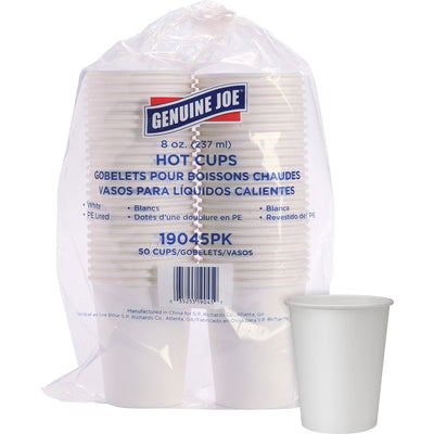 Genuine Joe 8 oz Disposable Hot Cups, White, 5 / Bundle, GJO19045BD