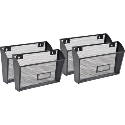 Lorell Mesh Wire Wall Pockets, Black, 4 / Carton, LLR84144CT