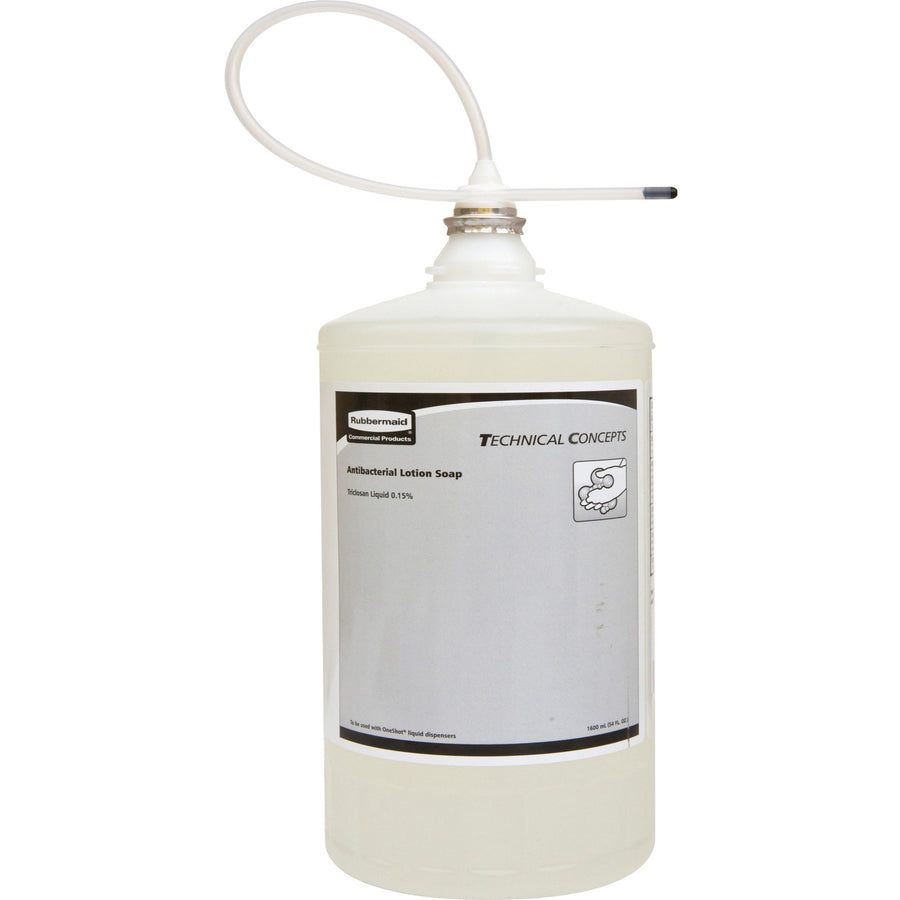 Rubbermaid Commercial Dispenser Antimicrobial Liquid Soap, White, Dye-free, 4 / Carton, RCP2018581