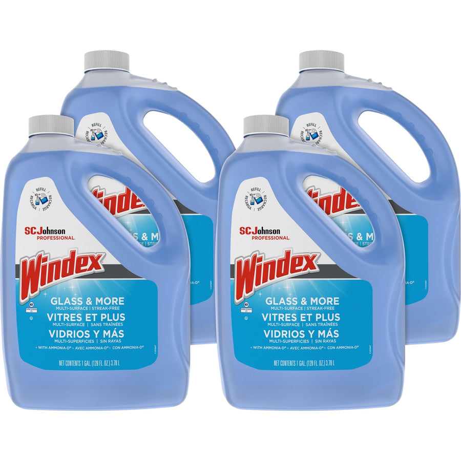 Windex® Glass Cleaner with Ammonia-D, Blue, Phosphate-free, 4 / Carton, SJN696503CT