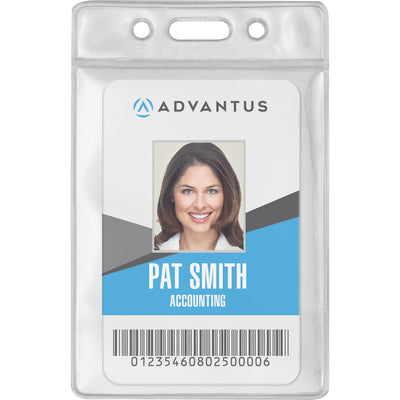Advantus Vinyl ID Badge Holders, Clear, 50 / Pack, AVT75684