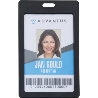 Advantus Vertical Rigid ID Badge Holder, Black, 6 / Pack — view 1