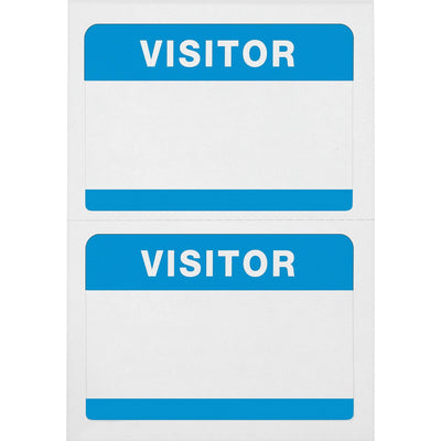 Advantus Self-Adhesive Visitor Badges, Blue, 100 / Box, AVT97190