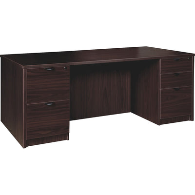 Lorell Prominence 2.0 Double-Pedestal Desk, Brown, LLRPD3672DPES